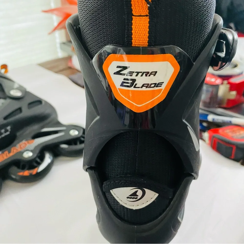 Zetrablade Inline Rollerblade Black & Neon Orange Perfect Beginner Skates Size 8 - Picture 5 of 10